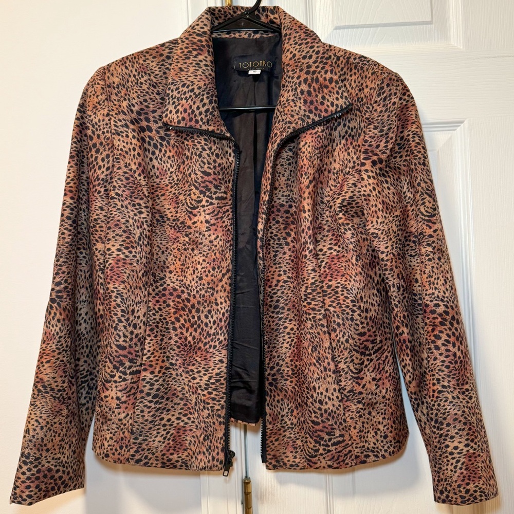 Vintage 90s Leopard Totonko New York zip jacket - Picture 1 of 9